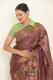 Chocolate Cut Work Pure Tussar Saree