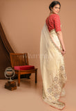 Cream Gota Patti Uppada Silk Saree