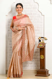 Dark Beige-brown Cut Work Pure Tussar Saree