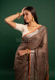 Dark Fawn Linen Saree