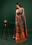 Dark Fawn Linen Saree