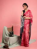 Dark Gray Wine Shiburi Tussar Saree