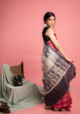 Dark Gray Wine Shiburi Tussar Saree