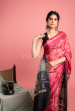 Dark Gray Wine Shiburi Tussar Saree