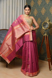 Dark Pink Cotton Silk Banarasi Saree