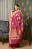 Dark Pink Cotton Silk Banarasi Saree