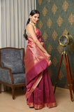 Dark Pink Cotton Silk Banarasi Saree