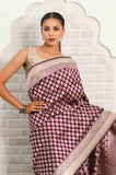 Dark Purple Handwoven Katan Silk Banarasi Saree