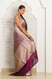 Dark Purple Handwoven Katan Silk Banarasi Saree