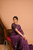 Dark Purple Uppada Silk Moti Work Saree