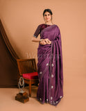 Dark Purple Uppada Silk Moti Work Saree