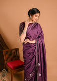 Dark Purple Uppada Silk Moti Work Saree