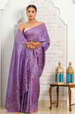 Dark purple - Pink Cut Work Pure Tussar Saree