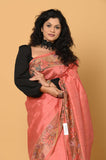 Gajari Cut Work Tussar Saree