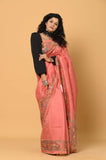 Gajari Cut Work Tussar Saree