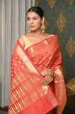 Gajari Multi Booti Zari Cotton Silk Banarasi Saree