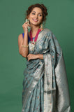 Gray Chinia Silk Banarasi Saree