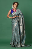 Gray Chinia Silk Banarasi Saree