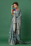 Gray Chinia Silk Banarasi Saree