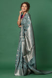 Gray Chinia Silk Banarasi Saree