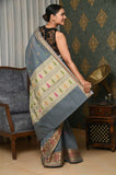 Gray Cotton Silk Saree With Resham Booti