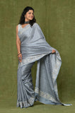 Gray Cut Work Semi Tussar Saree