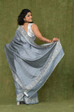 Gray Cut Work Semi Tussar Saree