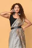 Gray Cut Work Tussar Saree