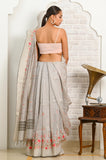 Gray Multicolour Booti Linen Saree