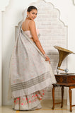 Gray Multicolour Booti Linen Saree