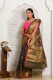 Gray Multicolour Floral Cotton Banarasi Saree