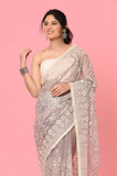 Gray Organza Sequins Embroidered Designer Saree