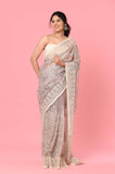 Gray Organza Sequins Embroidered Designer Saree