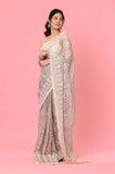 Gray Organza Sequins Embroidered Designer Saree