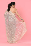 Gray Organza Sequins Embroidered Designer Saree