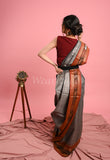 Gray Pure Desi Tussar Saree with Ikat Pallu