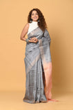 Gray Sequins Pure Tussar Saree