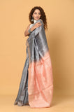 Gray Sequins Pure Tussar Saree