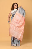 Gray Sequins Pure Tussar Saree