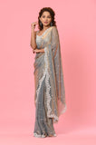 Gray Shot Silk Designer Saree