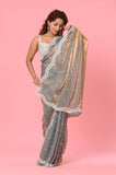 Gray Shot Silk Designer Saree