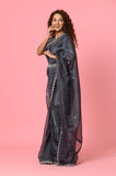 Gray Tissue Designer Saree