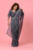 Gray Tissue Designer Saree