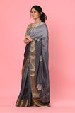 Gray Zari Gota Work Russian Saree