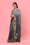 Gray Zari Gota Work Russian Saree