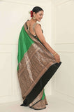 Green Checks Handwoven Katan Silk Banarasi Saree