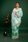 Green Checks Linen Saree