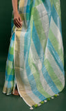 Green Checks Linen Saree