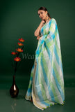 Green Checks Linen Saree