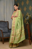 Green Cotton Silk Saree With Resham Booti